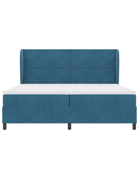 Letto a molle con materasso Blu Scuro 200 x 200 cm Poliestere
