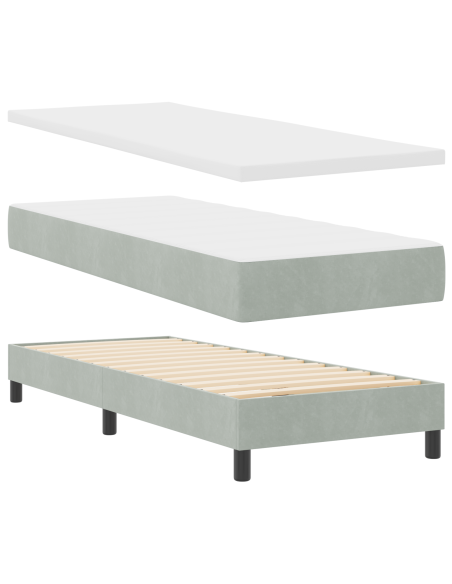Letto a molle con testiera Grigio chiaro 200 x 80 cm Poliestere