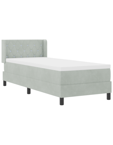 Letto a molle con testiera Grigio chiaro 200 x 80 cm Poliestere