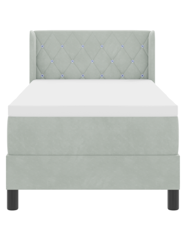 Letto a molle con testiera Grigio chiaro 200 x 80 cm Poliestere