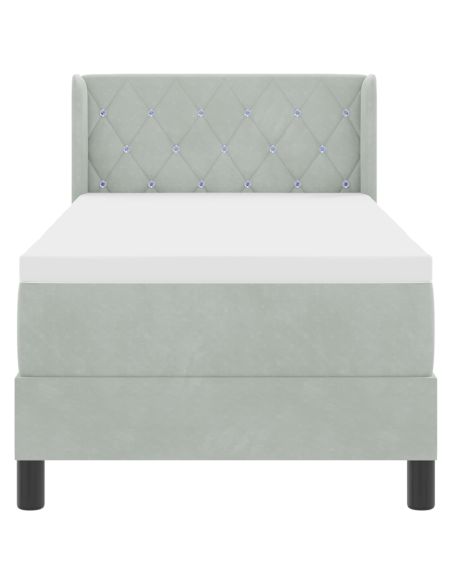 Letto a molle con testiera Grigio chiaro 200 x 80 cm Poliestere