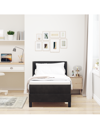 Letto a molle con materasso Nero 200 x 80 cm Poliestere