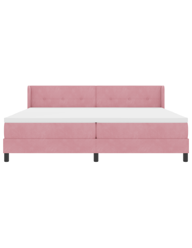 Letto a molle con materasso Rosa 200 x 200 cm Poliestere