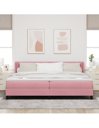 Letto a molle con materasso Rosa 200 x 200 cm Poliestere