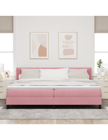 Letto a molle con materasso Rosa 200 x 200 cm Poliestere