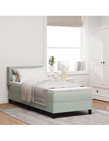 Letto a molle con testiera Grigio chiaro 200 x 80 cm Poliestere