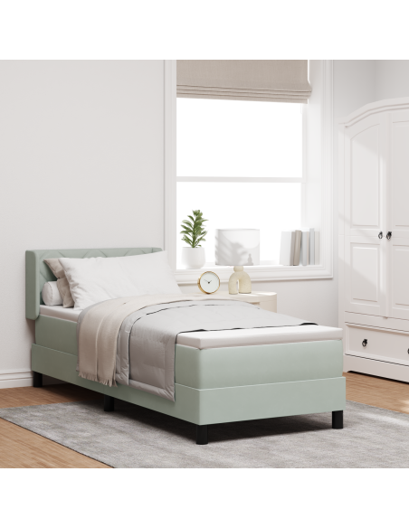 Letto a molle con testiera Grigio chiaro 200 x 80 cm Poliestere