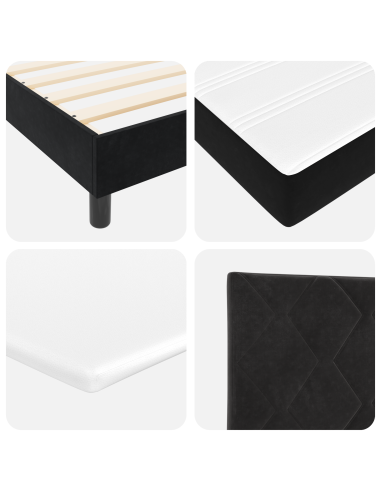 Letto a molle con materasso Nero 200 x 80 cm Poliestere