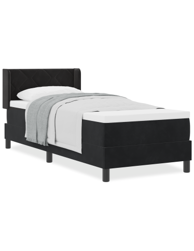 Letto a molle con materasso Nero 200 x 80 cm Poliestere