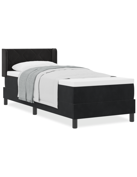 Letto a molle con materasso Nero 200 x 80 cm Poliestere