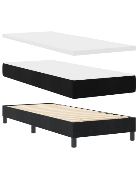 Letto a molle con materasso Nero 200 x 80 cm Poliestere