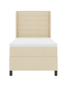 Letto a molle con materasso Crema 90 x 190 cm Tessuto 2
