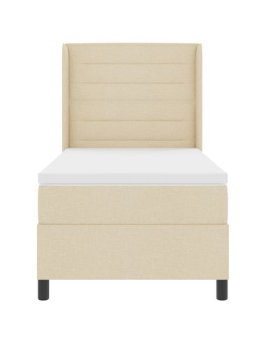 Letto a molle con materasso Crema 90 x 190 cm Tessuto