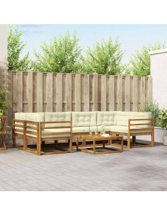 Set di divani da esterno con cuscino 7 pcs Naturale e Crema