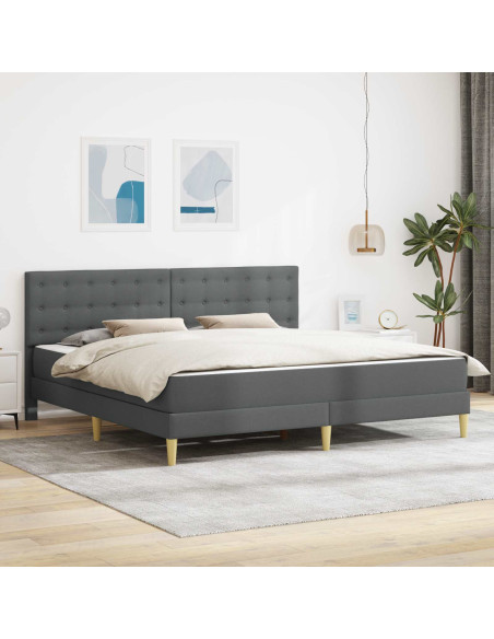 Struttura letto con materasso Grigio scuro 180 x 200 cm Tessuto