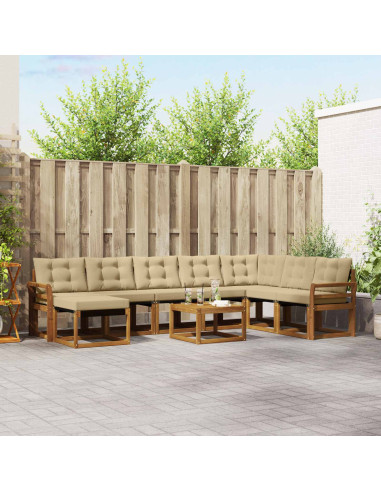 Set di divani da esterno con cuscino 9 pcs Naturale e Beige