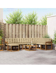 Set di divani da esterno con cuscino 9 pcs Naturale e Beige
