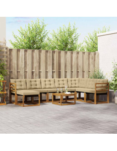 Set di divani da esterno con cuscino 9 pcs Naturale e Beige