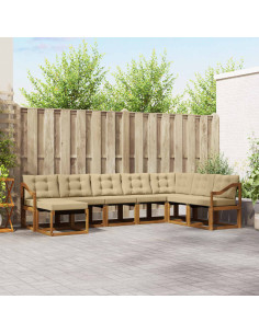 Set di divani da esterno con cuscino 8 pcs Naturale e Beige