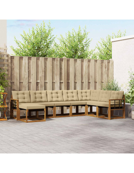 Set di divani da esterno con cuscino 8 pcs Naturale e Beige