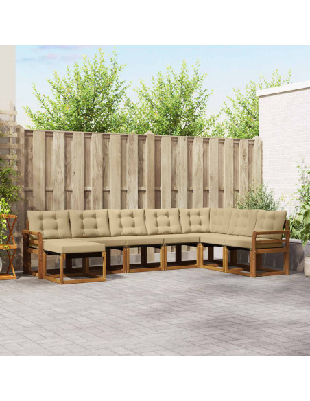 Set di divani da esterno con cuscino 8 pcs Naturale e Beige