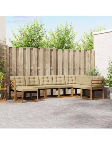 Set di divani da esterno con cuscino 8 pcs Naturale e Beige