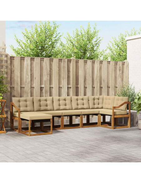 Set di divani da esterno con cuscino 7 pcs Naturale e Beige