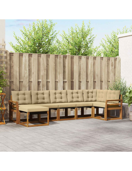 Set di divani da esterno con cuscino 7 pcs Naturale e Beige
