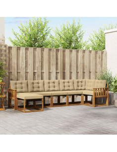 Set di divani da esterno con cuscino 7 pcs Naturale e Beige