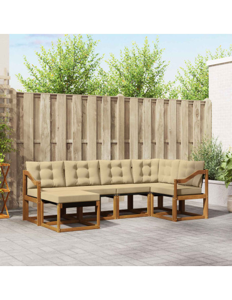 Set di divani da esterno con cuscino 6 pcs Naturale e Beige