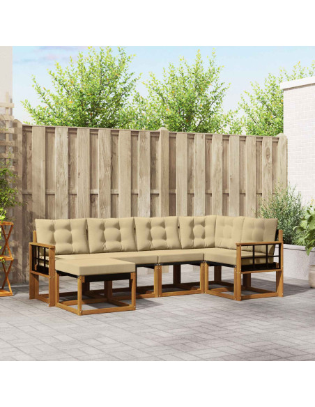 Set di divani da esterno con cuscino 6 pcs Naturale e Beige