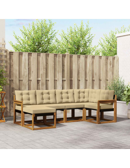 Set di divani da esterno con cuscino 6 pcs Naturale e Beige