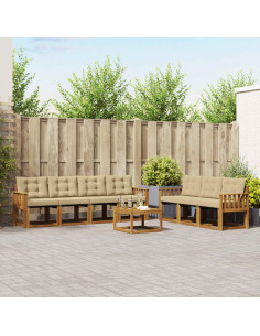 Set di divani da esterno con cuscino 8 pcs Naturale e Beige