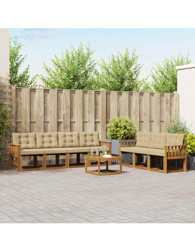 Set di divani da esterno con cuscino 8 pcs Naturale e Beige