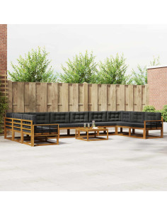 Set di divani da esterno 11 pcs Naturale e Antracite