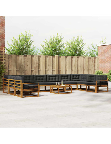 Set di divani da esterno 11 pcs Naturale e Antracite