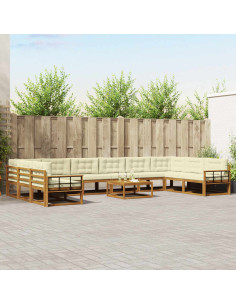 Set di divani da esterno con cuscino 11 pcs Naturale e Crema