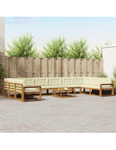 Set di divani da esterno con cuscino 11 pcs Naturale e Crema