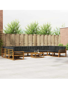 Set di divani da esterno 11 pcs Naturale e Antracite