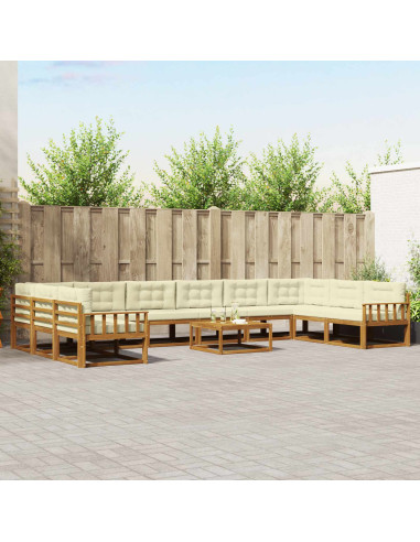 Set di divani da esterno con cuscino 11 pcs Naturale e Crema