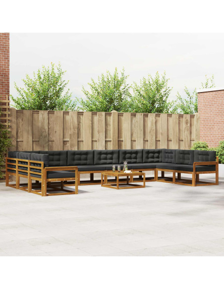 Set di divani da esterno 11 pcs Naturale e Antracite