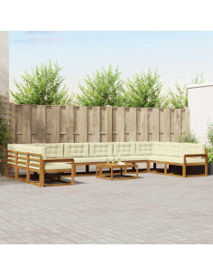 Set di divani da esterno con cuscino 11 pcs Naturale e Crema