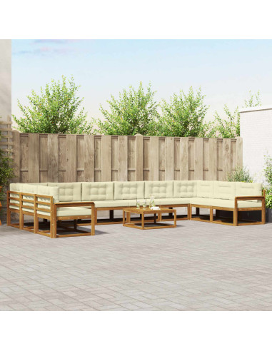Set di divani da esterno con cuscino 11 pcs Naturale e Crema