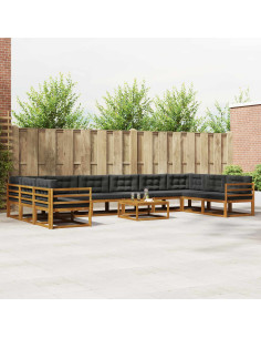 Set di divani da esterno 11 pcs Naturale e Antracite