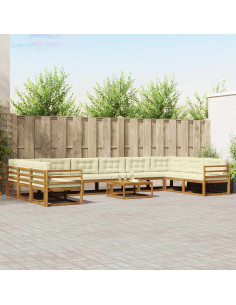 Set di divani da esterno con cuscino 11 pcs Naturale e Crema
