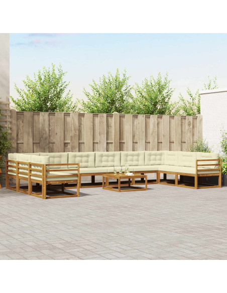 Set di divani da esterno con cuscino 11 pcs Naturale e Crema
