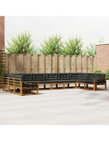 Set di divani da esterno 10 pcs Naturale e Antracite