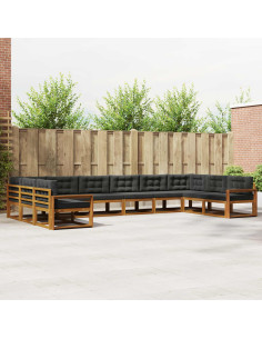 Set di divani da esterno 10 pcs Naturale e Antracite