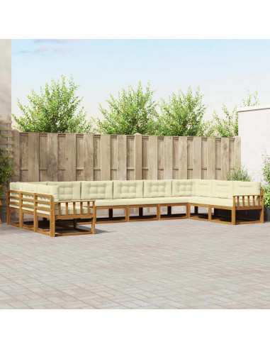 Set di divani da esterno con cuscino 10 pcs Naturale e Crema