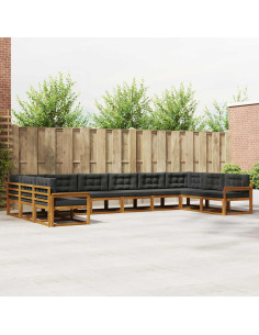 Set di divani da esterno 10 pcs Naturale e Antracite